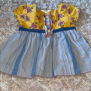 Matilda Jane Yellow Floral and Blue Striped tunic top